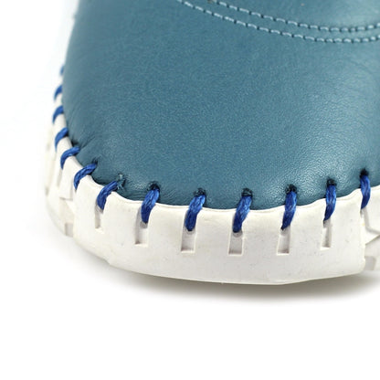Lunar St Austell Light Blue Leather Plimsoll
