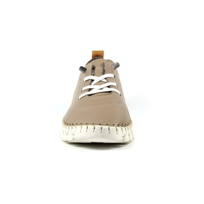 Lunar St Austell Taupe Leather Plimsoll