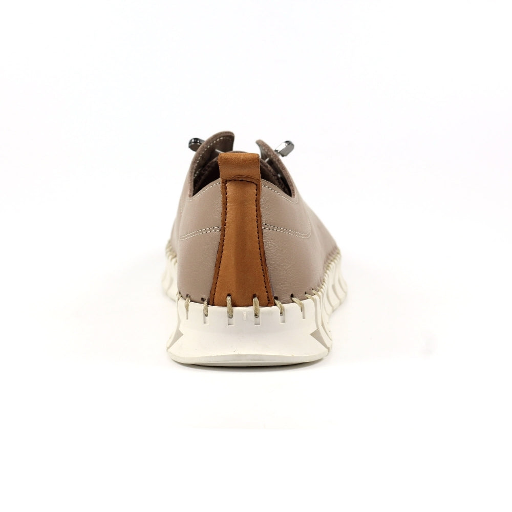 Lunar St Austell Taupe Leather Plimsoll