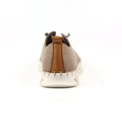 Lunar St Austell Taupe Leather Plimsoll