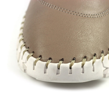 Lunar St Austell Taupe Leather Plimsoll