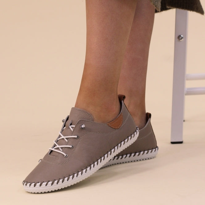 St Ives Leather Plimsoll