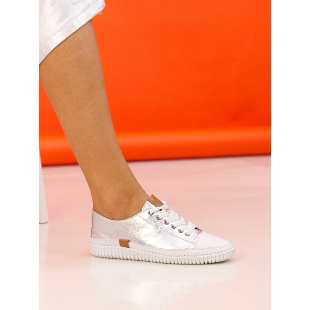 Lunar Starlet II Silver Leather Plimsoll