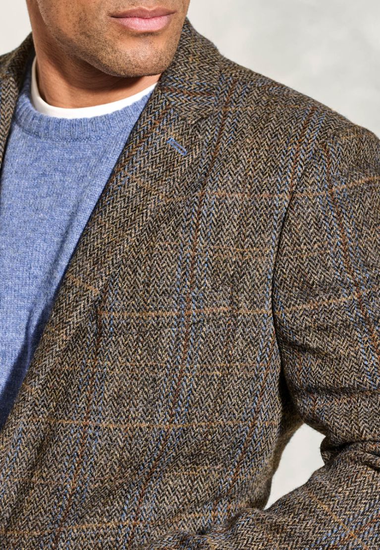 Tailored Fit Sumburgh Green and Blue Check Harris Tweed® Jacket