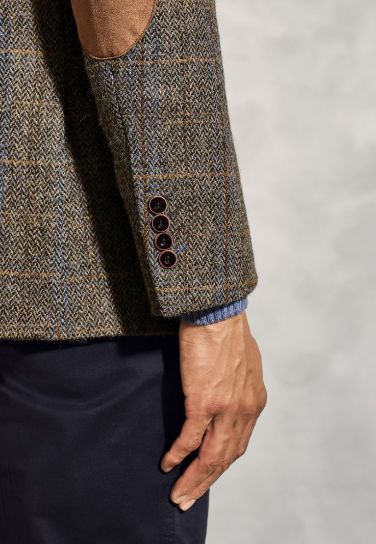 Tailored Fit Sumburgh Green and Blue Check Harris Tweed® Jacket