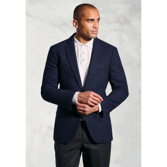 Tailored Fit Swinburn Navy Puppytooth Wool Blend Jacket