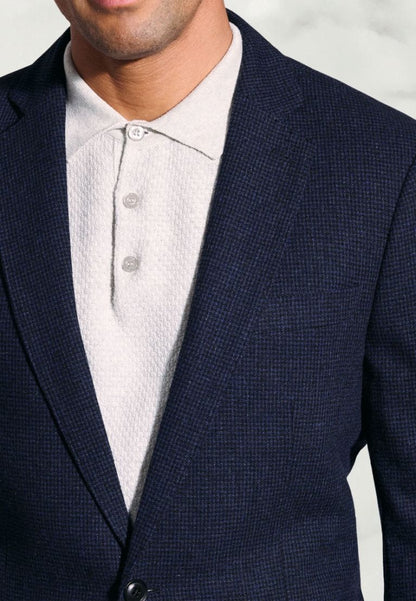 Tailored Fit Swinburn Navy Puppytooth Wool Blend Jacket