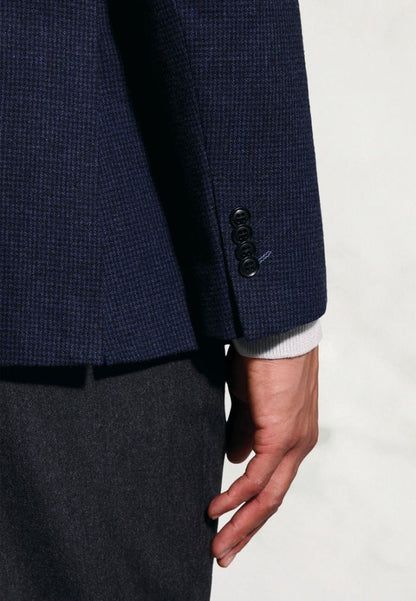 Tailored Fit Swinburn Navy Puppytooth Wool Blend Jacket