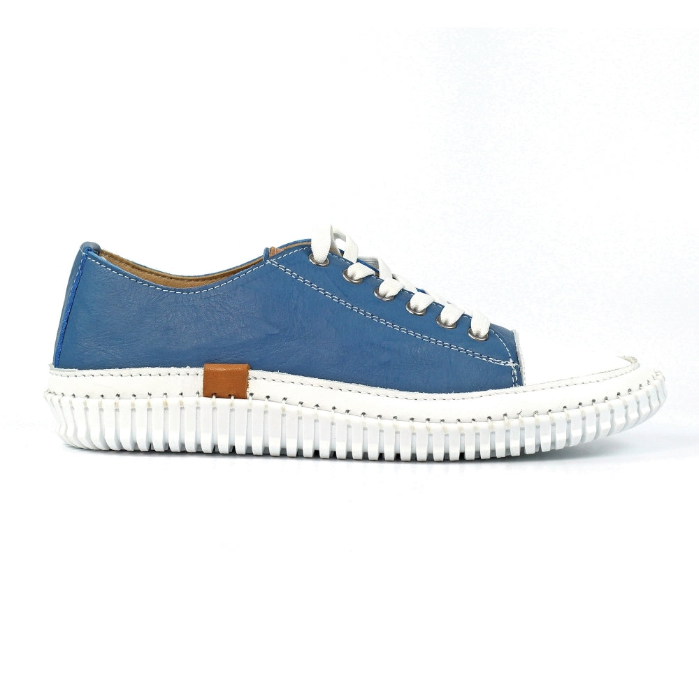 Lunar Truffle II Mid Blue Leather Plimsoll