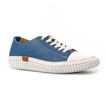 Lunar Truffle II Mid Blue Leather Plimsoll