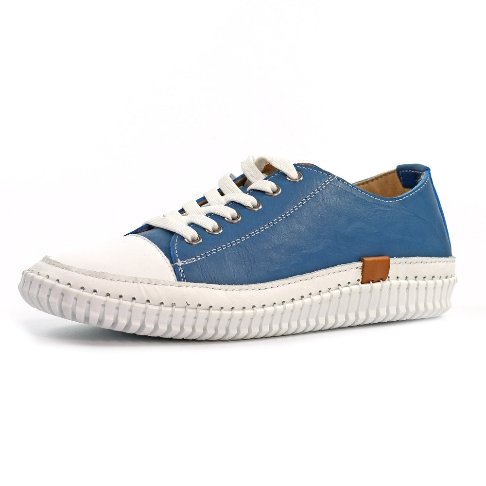 Lunar Truffle II Mid Blue Leather Plimsoll