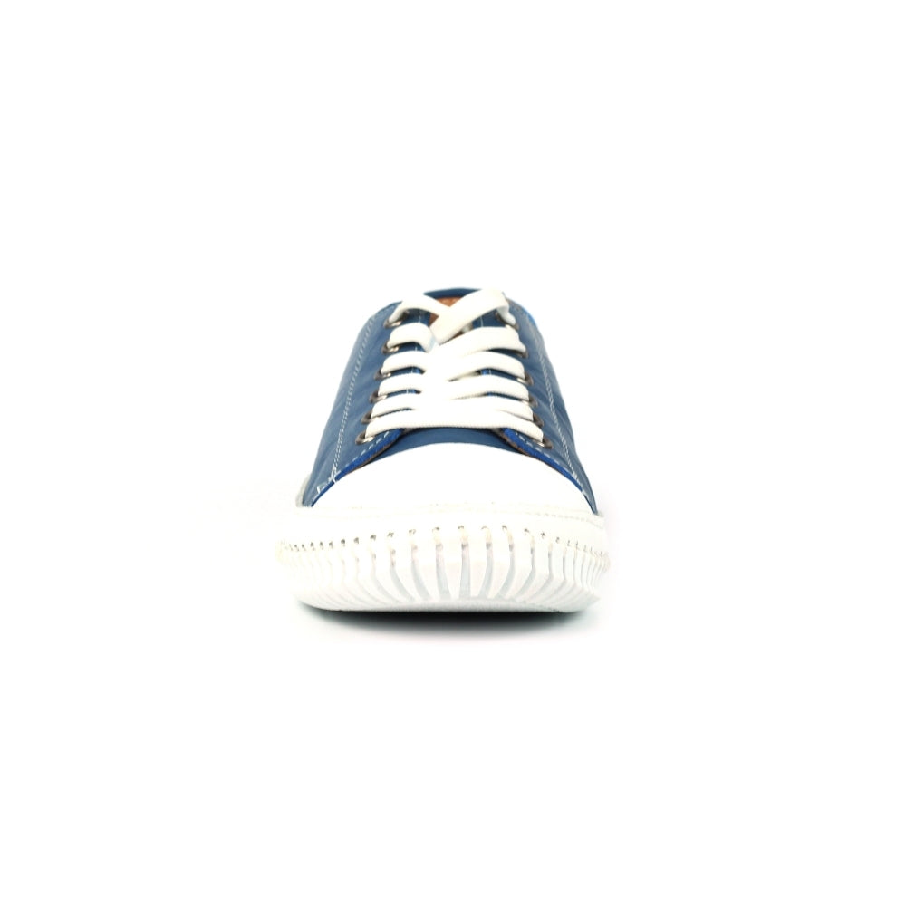 Lunar Truffle II Mid Blue Leather Plimsoll