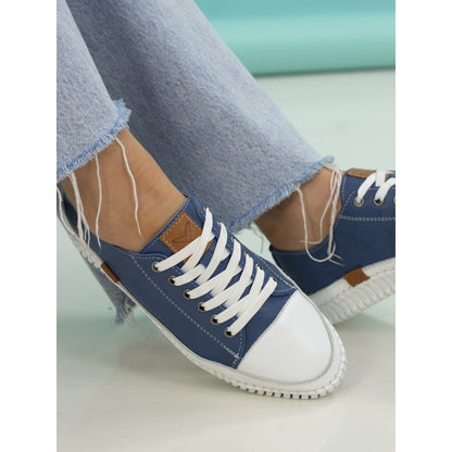 Lunar Truffle II Mid Blue Leather Plimsoll