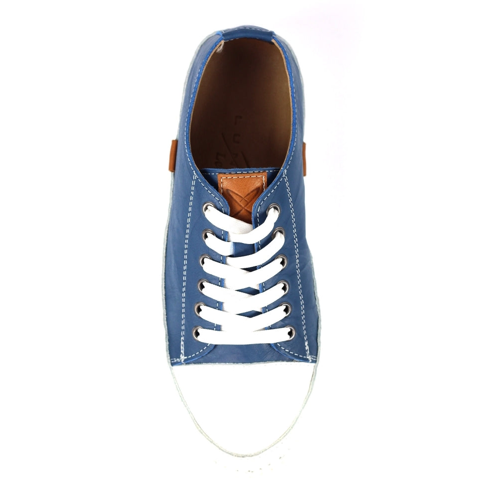 Lunar Truffle II Mid Blue Leather Plimsoll