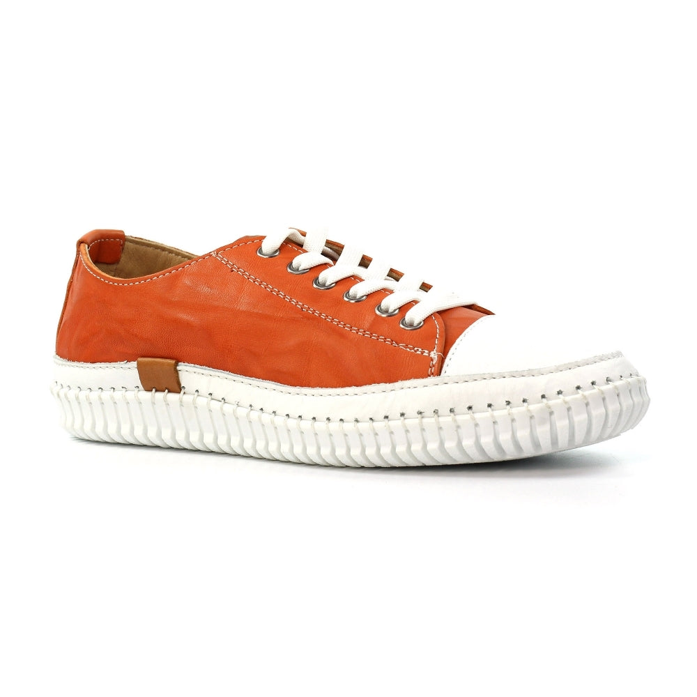 Lunar Truffle II Orange Leather Plimsoll