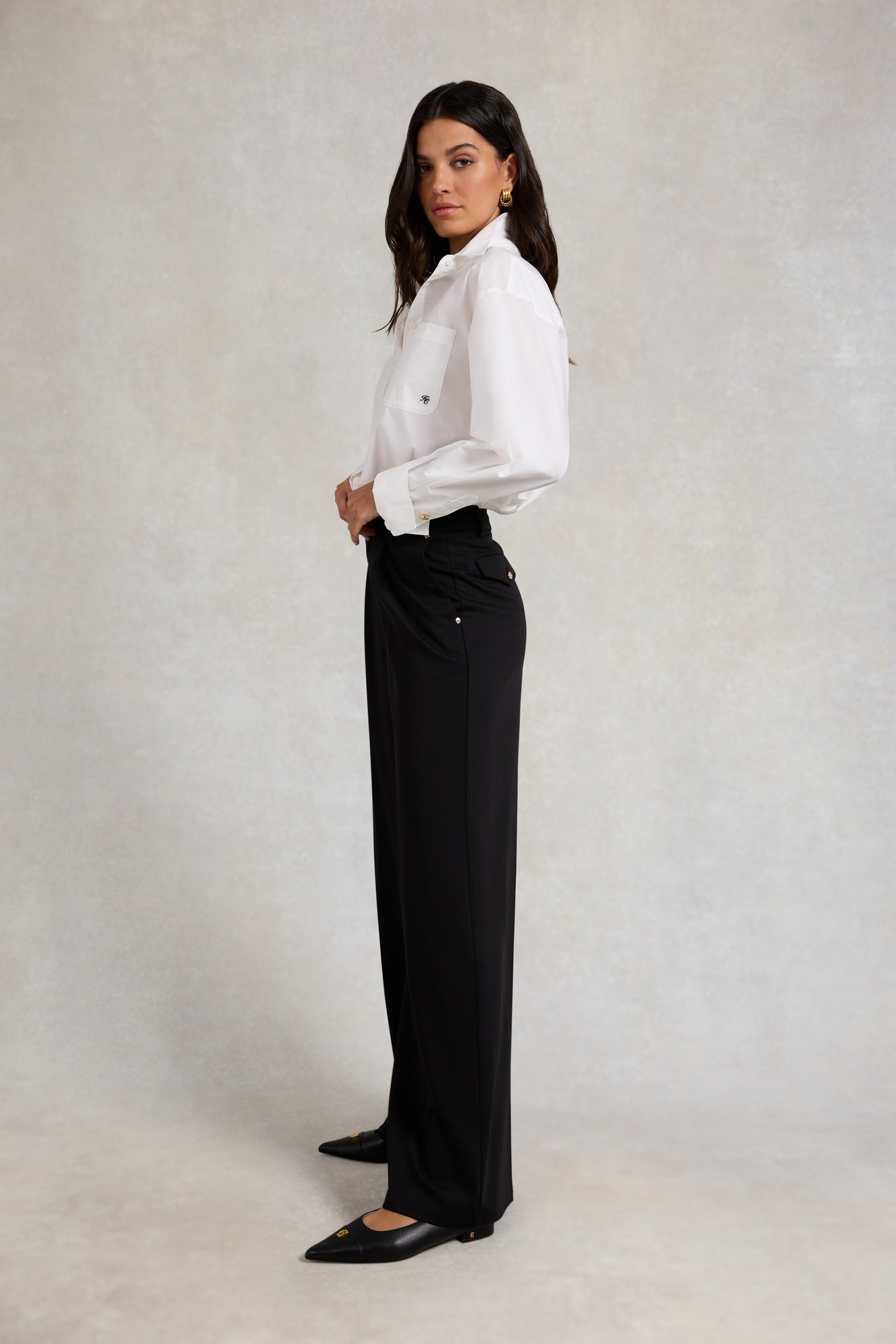 Pleated Wide Leg Trouser