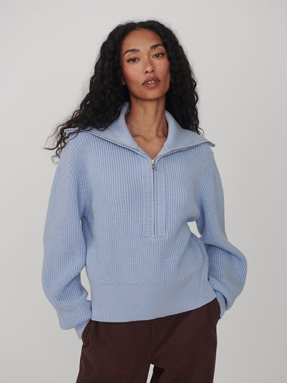 Maura Half Zip Rib Knit