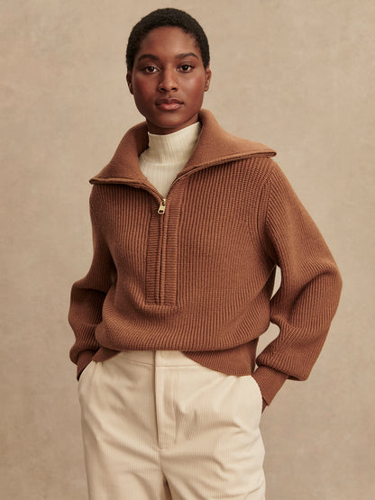 Maura Half Zip Rib Knit