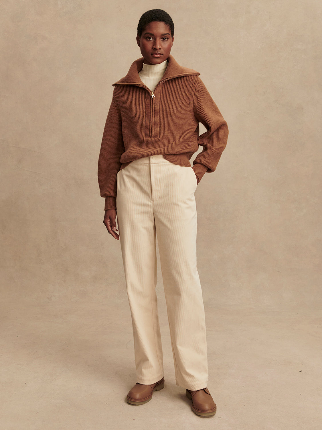 Maura Half Zip Rib Knit