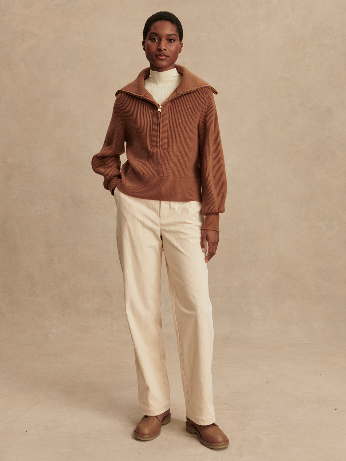 Maura Half Zip Rib Knit