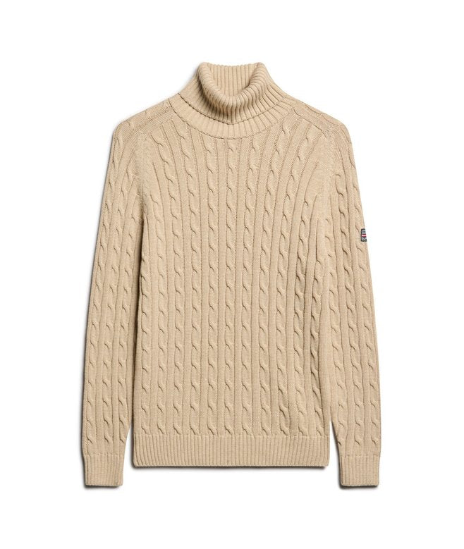 Slouchy Cable Roll Neck Jumper