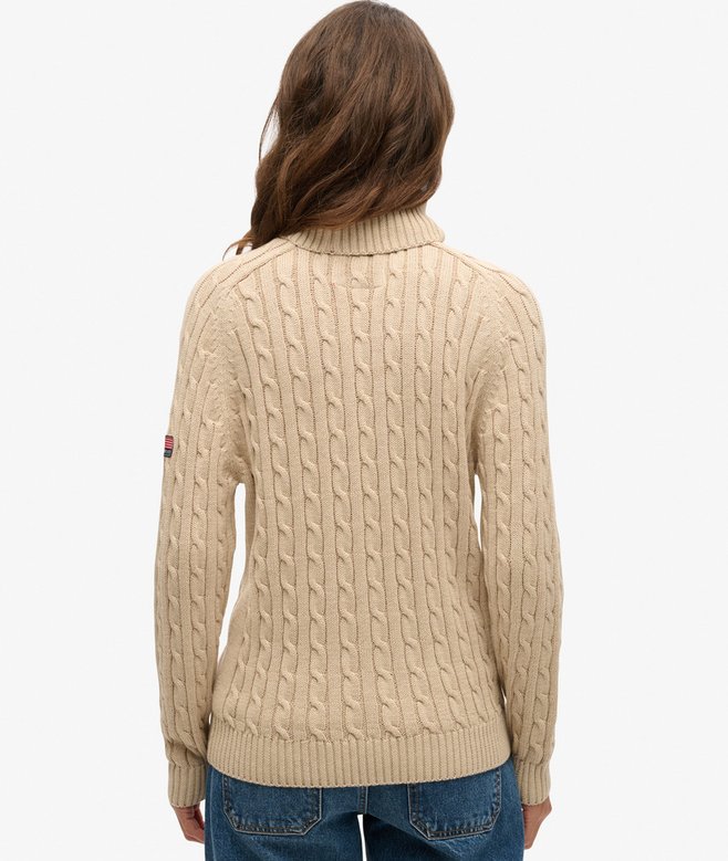 Slouchy Cable Roll Neck Jumper