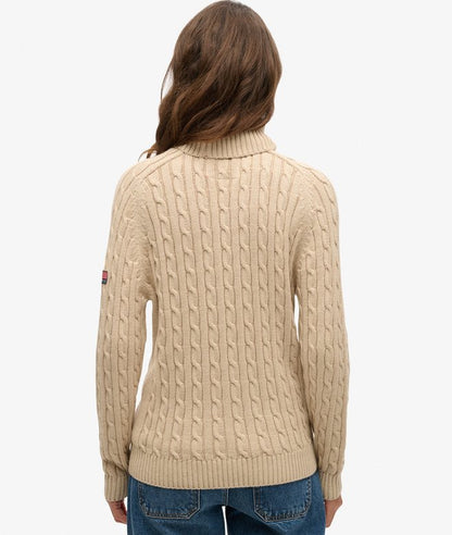 Slouchy Cable Roll Neck Jumper