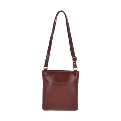 Vegetable Tanned Small Leather Cross body Shoulder Bag Chestnut : V-21