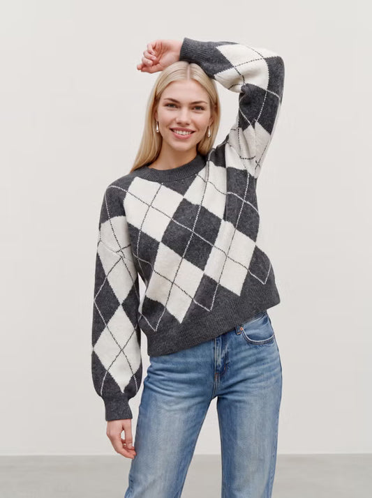 Doffy Jaquard O-Neck Pullover