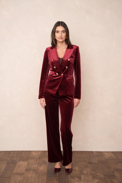 Velvet Blazer Jacket with Gold Buttons