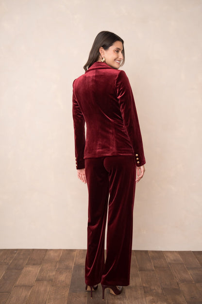 Velvet Blazer Jacket with Gold Buttons