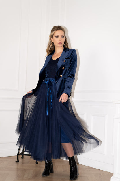 Velvet Blazer Jacket with Gold Buttons