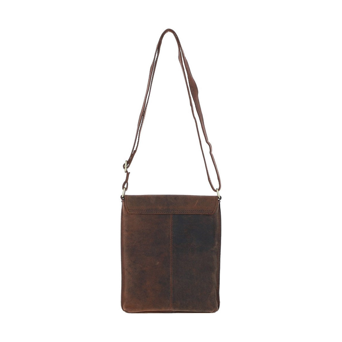 Womens Flap Over Leather Cross Body Bag Mud/brown: Ela 1495