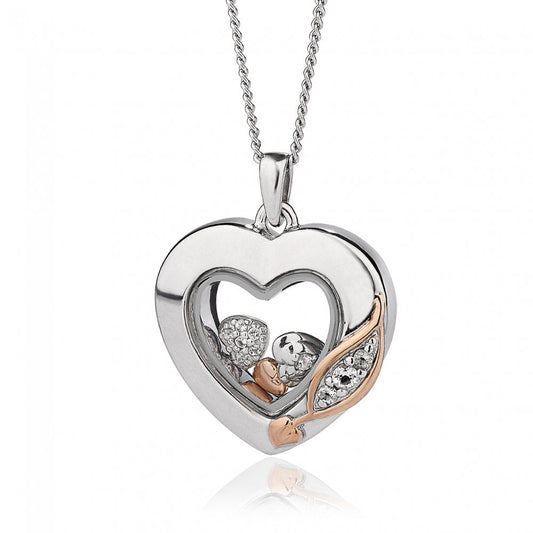 Past Present Future Sterling Silver Heart Inner Charm Pendant with Topaz