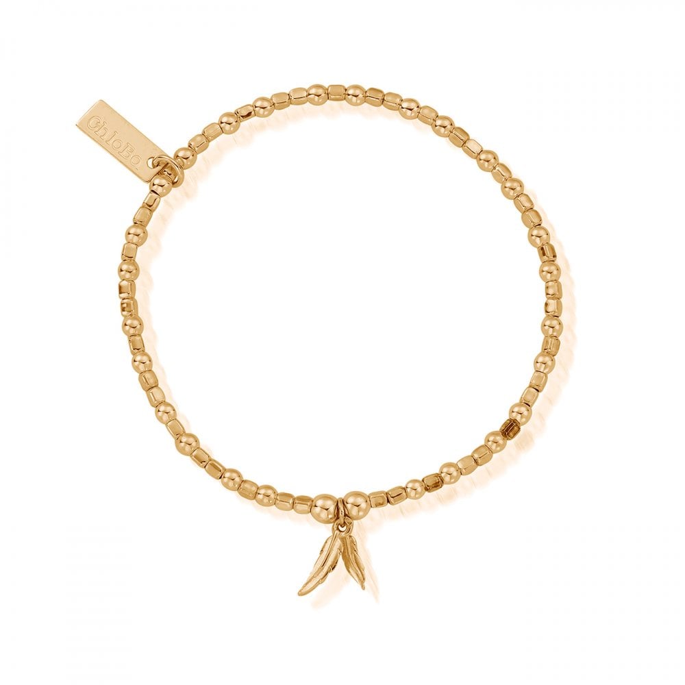 Cute feathure Bead  Gold Double Feather Bracelet
