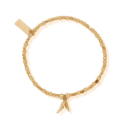 Cute feathure Bead  Gold Double Feather Bracelet