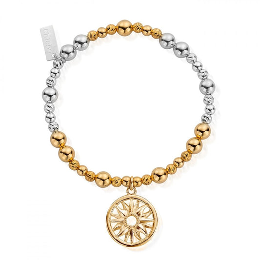 Inner Spirit Mixed Metal Bracelet Gold and Silver Sun Mandala Bracelet