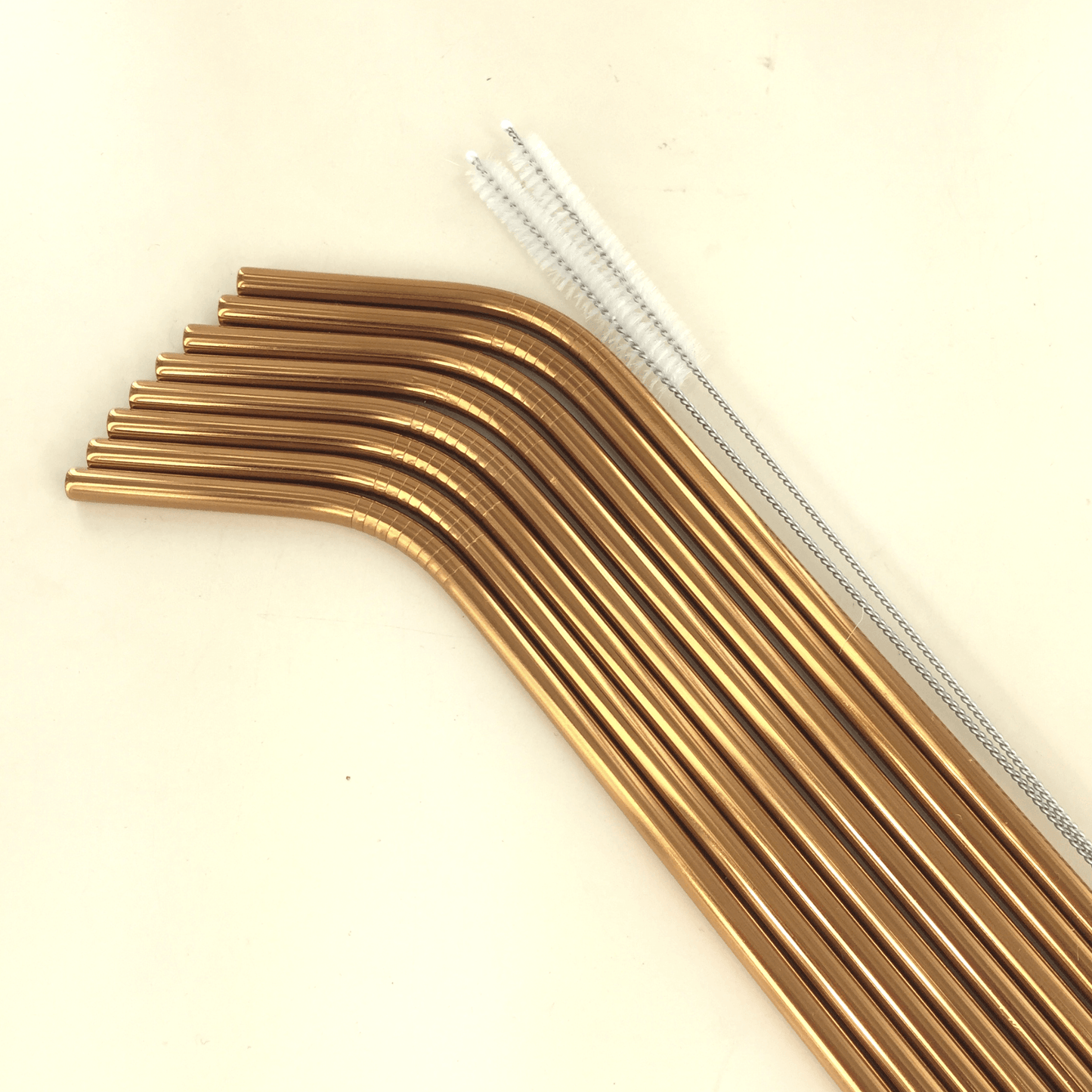 Copper Straw Set- 8 Piece Curved