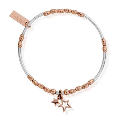 Rose and Silver Double Star Bracelet