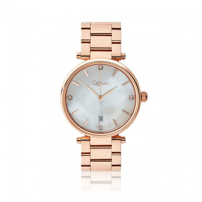 Ladies Classic Mother of Pearl Rose Gold Plated Stainless Steel Watch