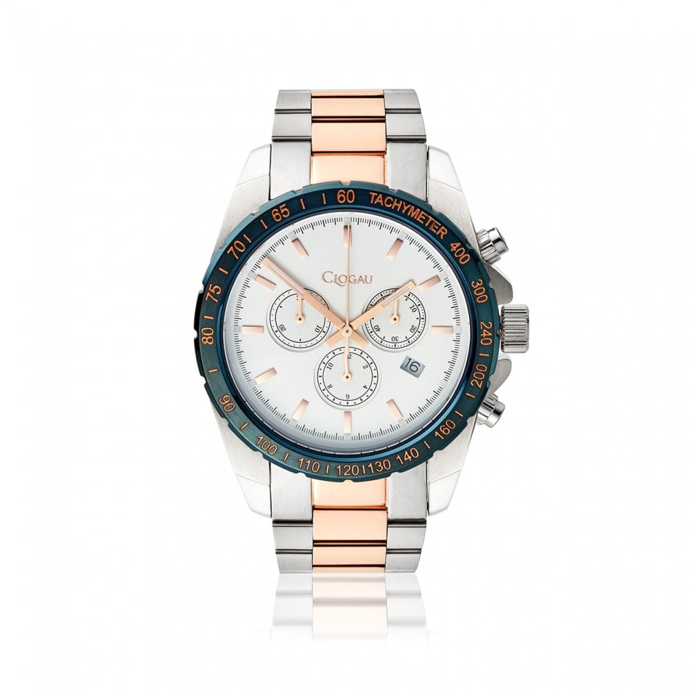 Mens Navy and Rose Gold Sports Watch
