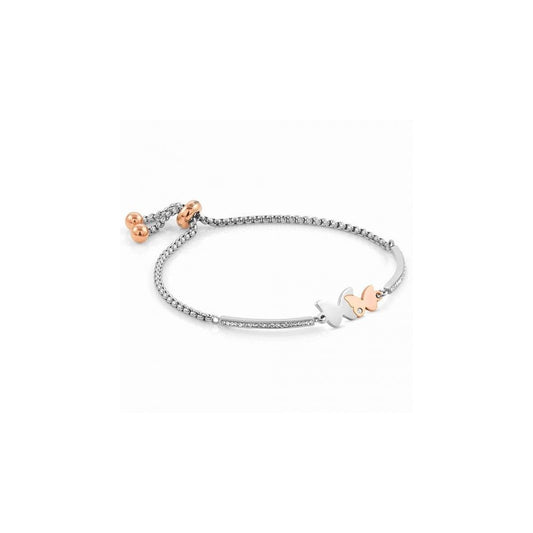 Milleluci Bracelet In Stainless Steel And Cubic Zirconia (Rosegold) Double Butterflies