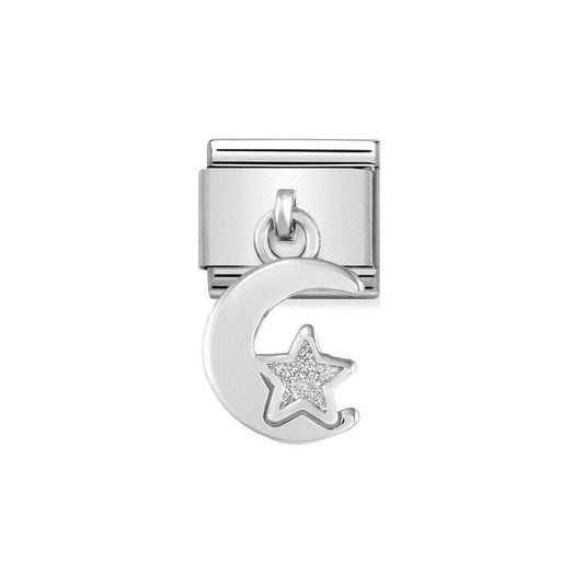 Composable Classic Charms Steel 925 Silver And Enamel Moon And Star