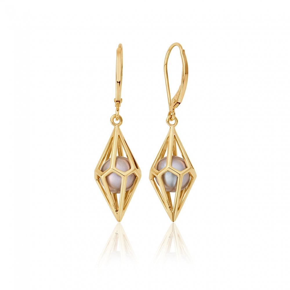 Watching Chamber Caged Grey Pearl Earrings