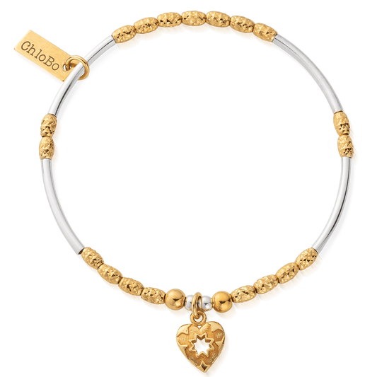 Gold & Silver Decorated Star Heart Bracelet