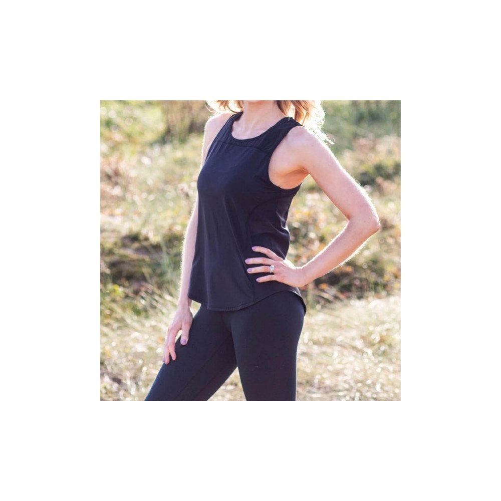 Black Yoga Racer Tank Top - Medium
