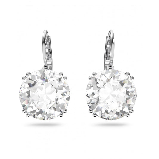 Millenia Round Drop Earrings, Rhodium Plated