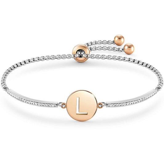 Milleluci Two-Tone Initial L Half Bangle Toggle Bracelet 