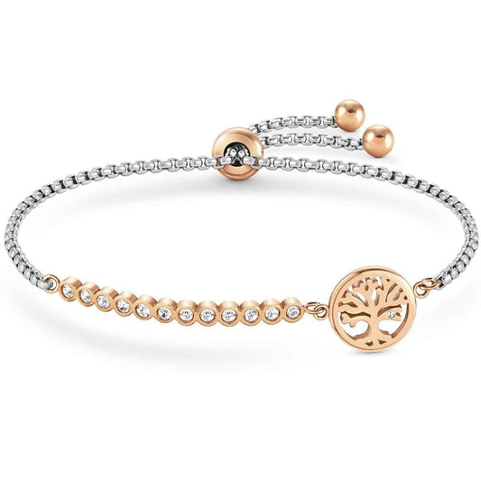 Milleluci Two-Tone Cubic Zirconia Tree of Life Toggle Bracelet