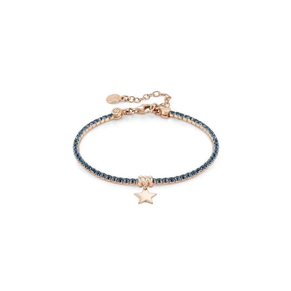 Chic & Charm Rose Gold Plate Star Bracelet Blue CZ
